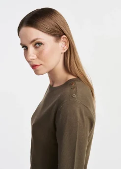 Khaki bluzka damska z długim rękawem