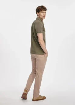 Khaki koszulka polo męska z bawełny