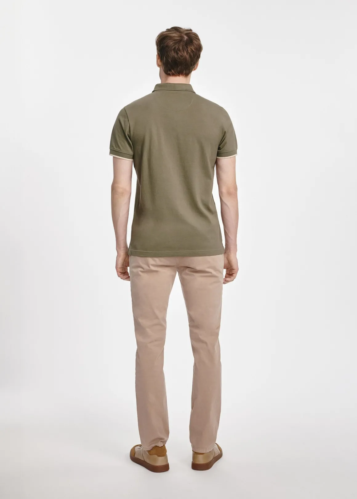 Khaki koszulka polo męska z bawełny