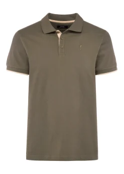 Khaki koszulka polo męska z bawełny