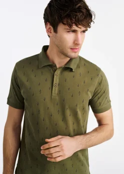 Koszulka polo khaki we wzory
