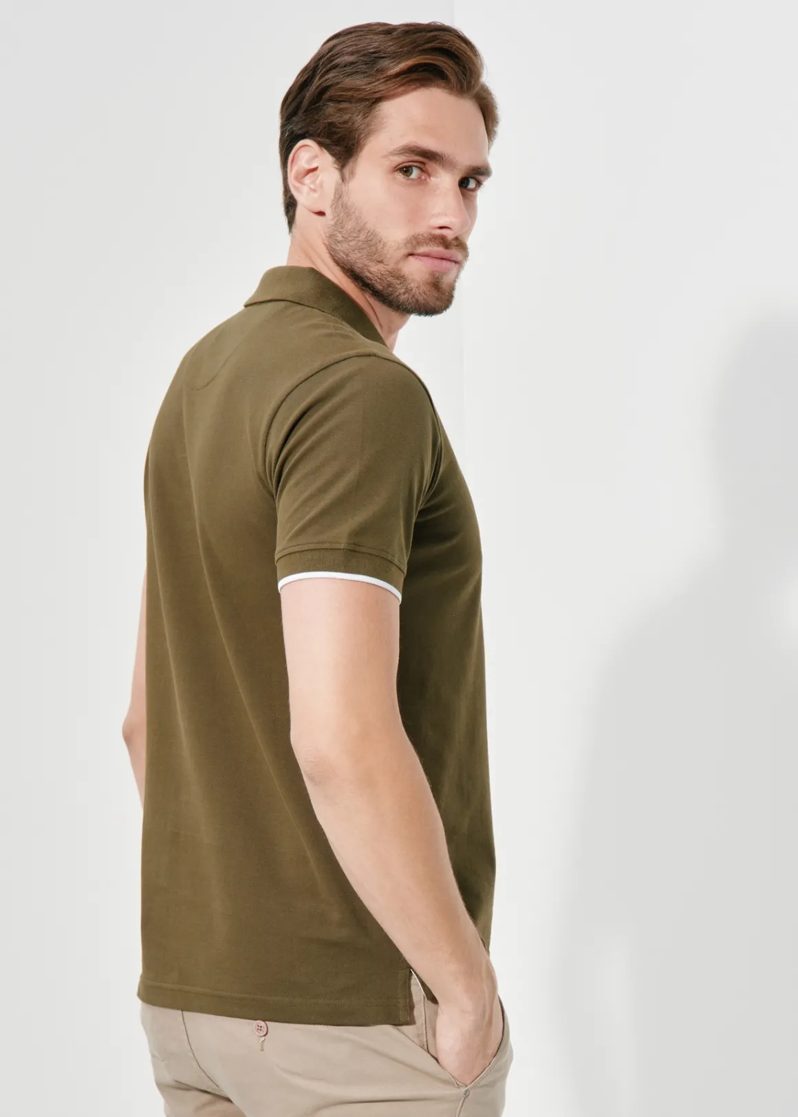 Koszulka polo męska w kolorze khaki