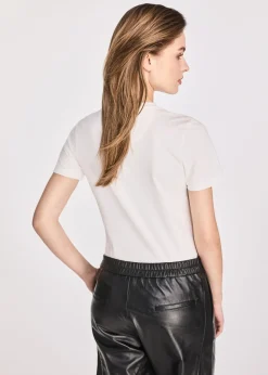 Kremowy bawełniany t-shirt damski