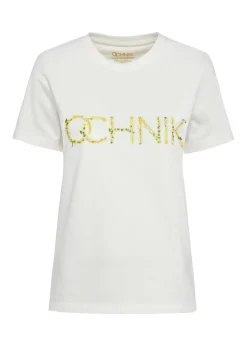 Kremowy bawełniany t-shirt damski
