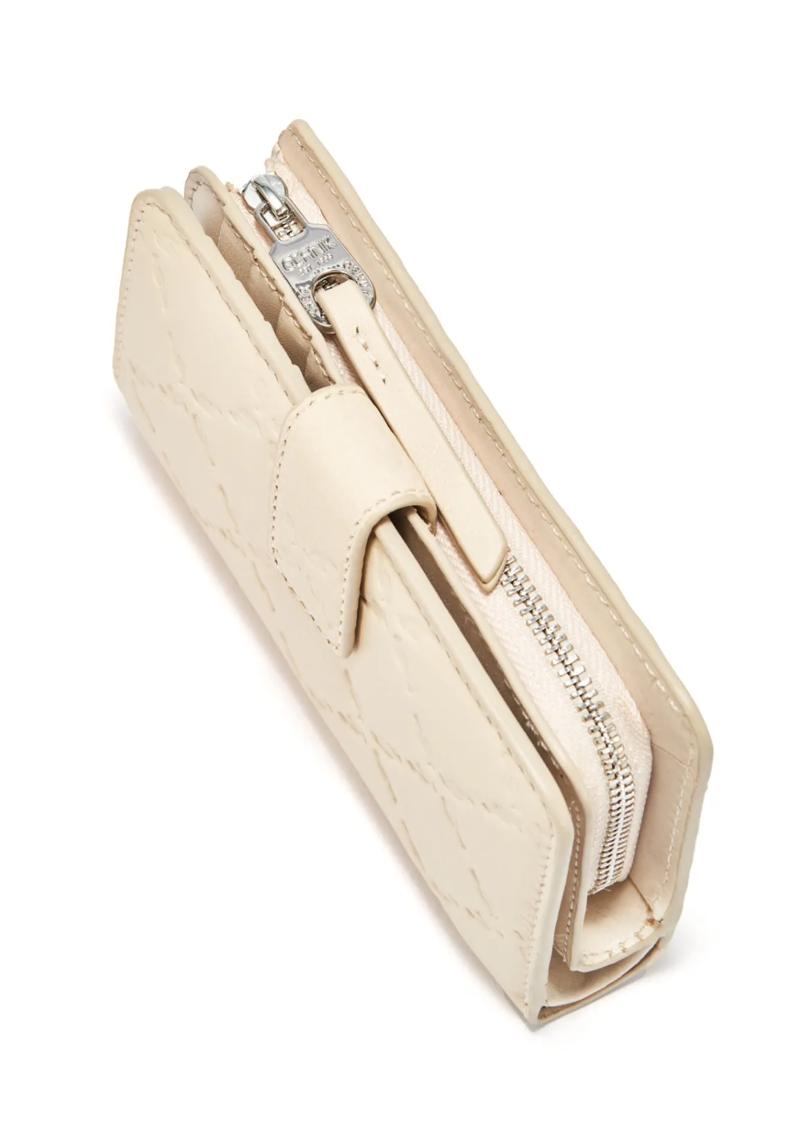 Kremowy skórzany portfel damski