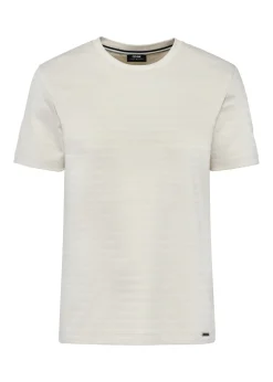 Kremowy T-shirt męski z bawełny