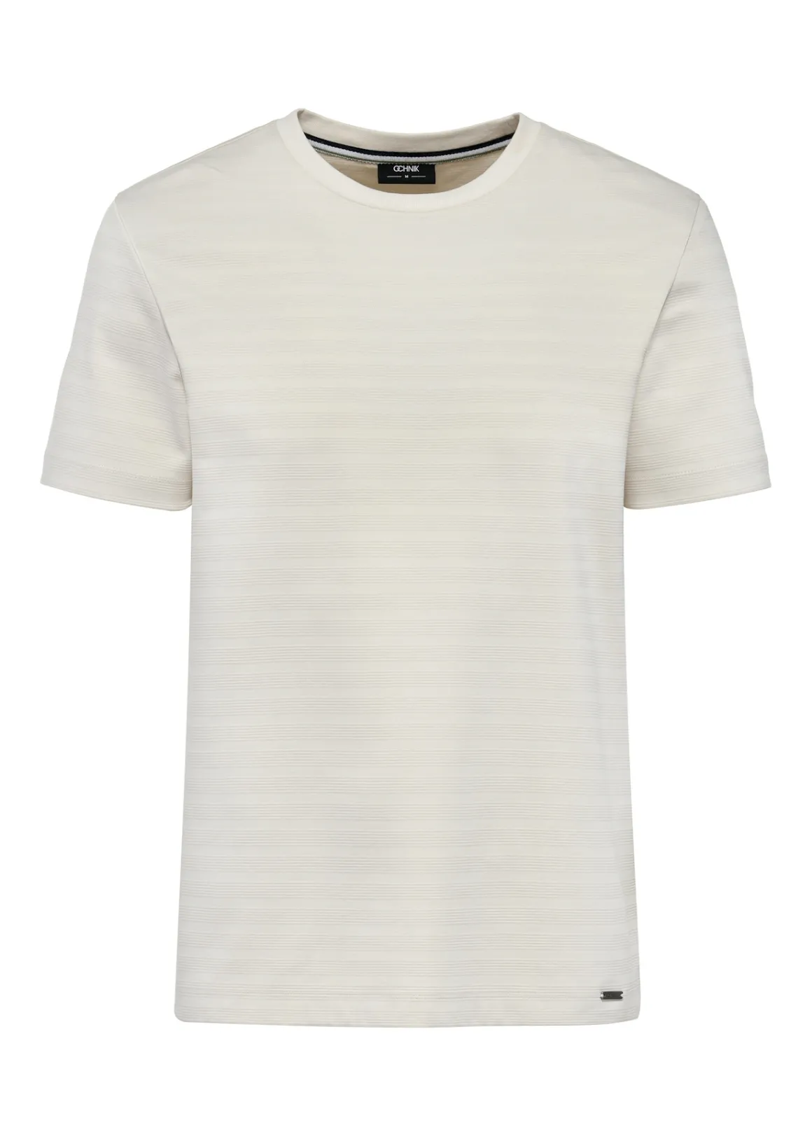 Kremowy T-shirt męski z bawełny