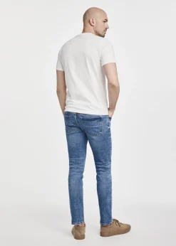 Kremowy t-shirt męski z nadrukiem