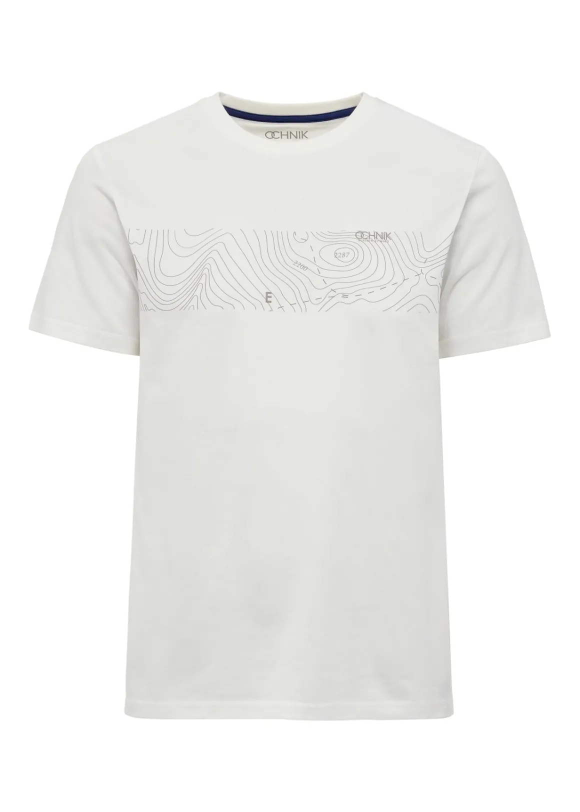 Kremowy t-shirt męski z nadrukiem