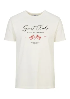 Kremowy T-shirt męski z printem
