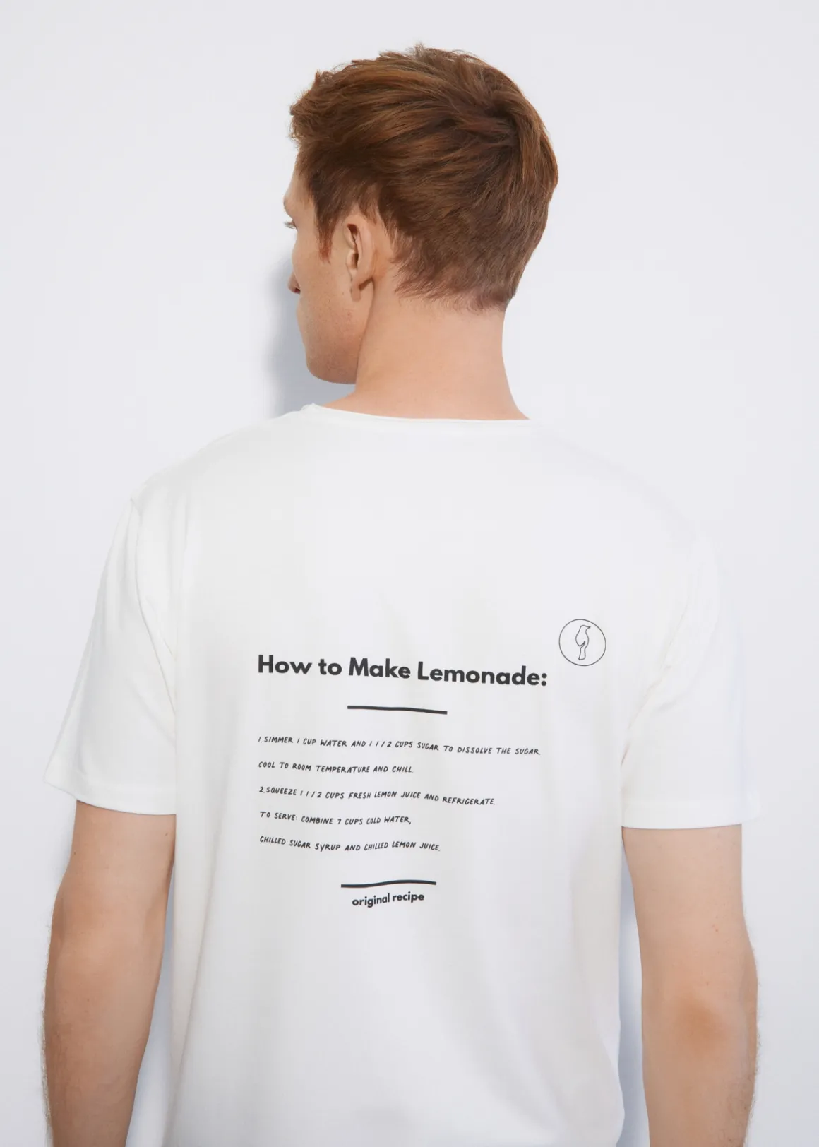 Kremowy T-shirt męski z printem