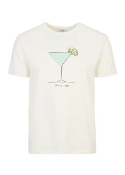 Kremowy T-shirt męski z printem