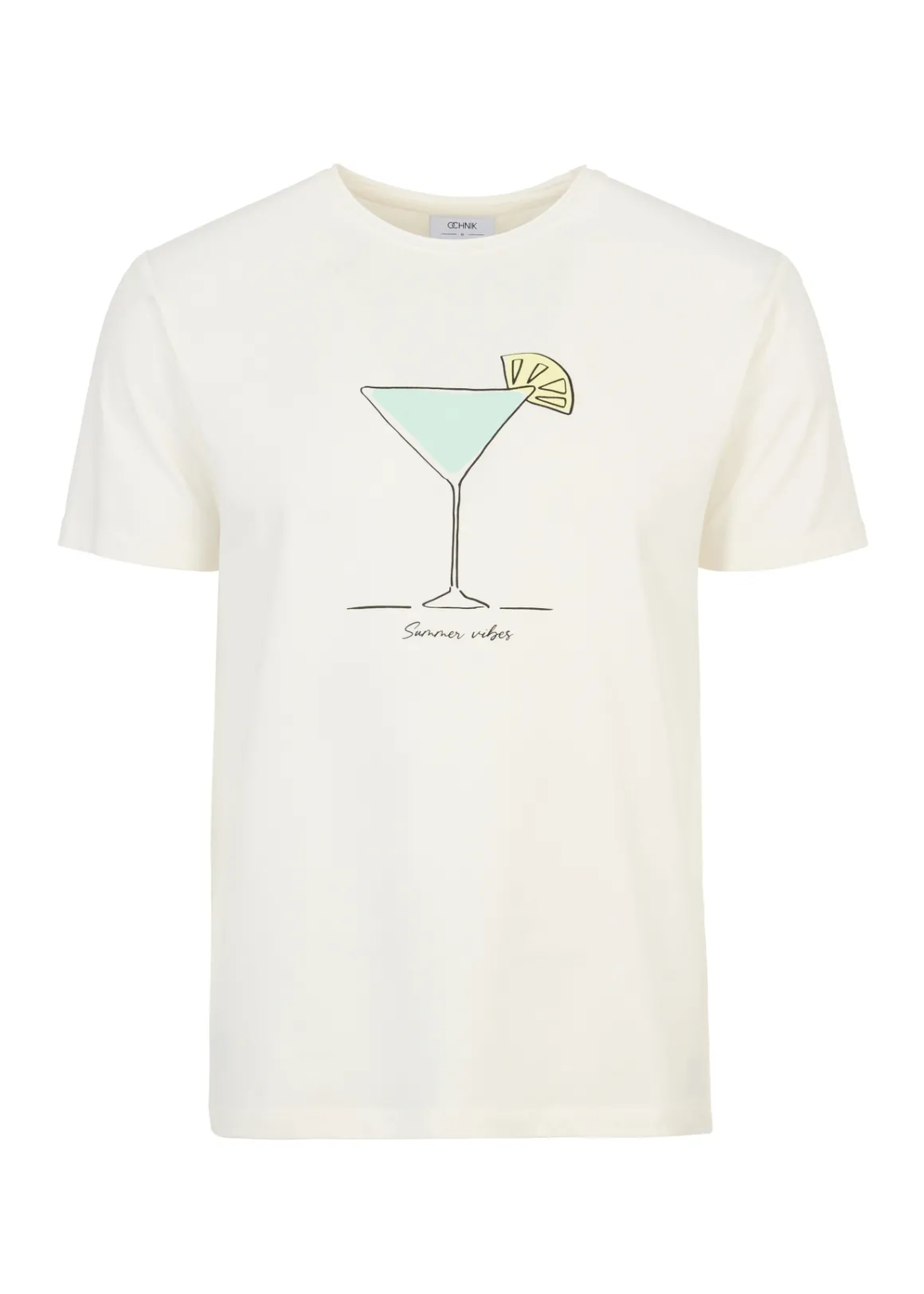 Kremowy T-shirt męski z printem