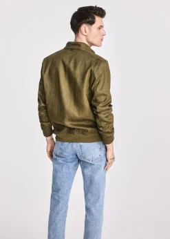 Lniana kurtka męska w kolorze khaki