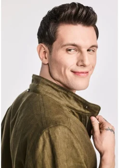Lniana kurtka męska w kolorze khaki