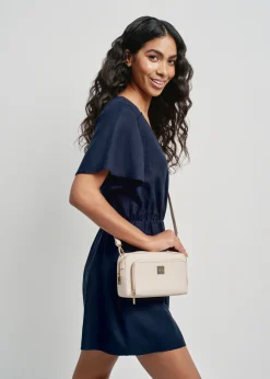Mała beżowa torebka cross body
