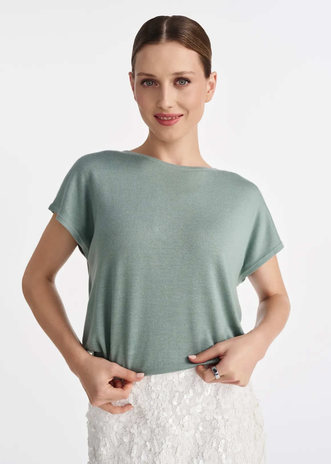 Miętowa bluzka damska oversize