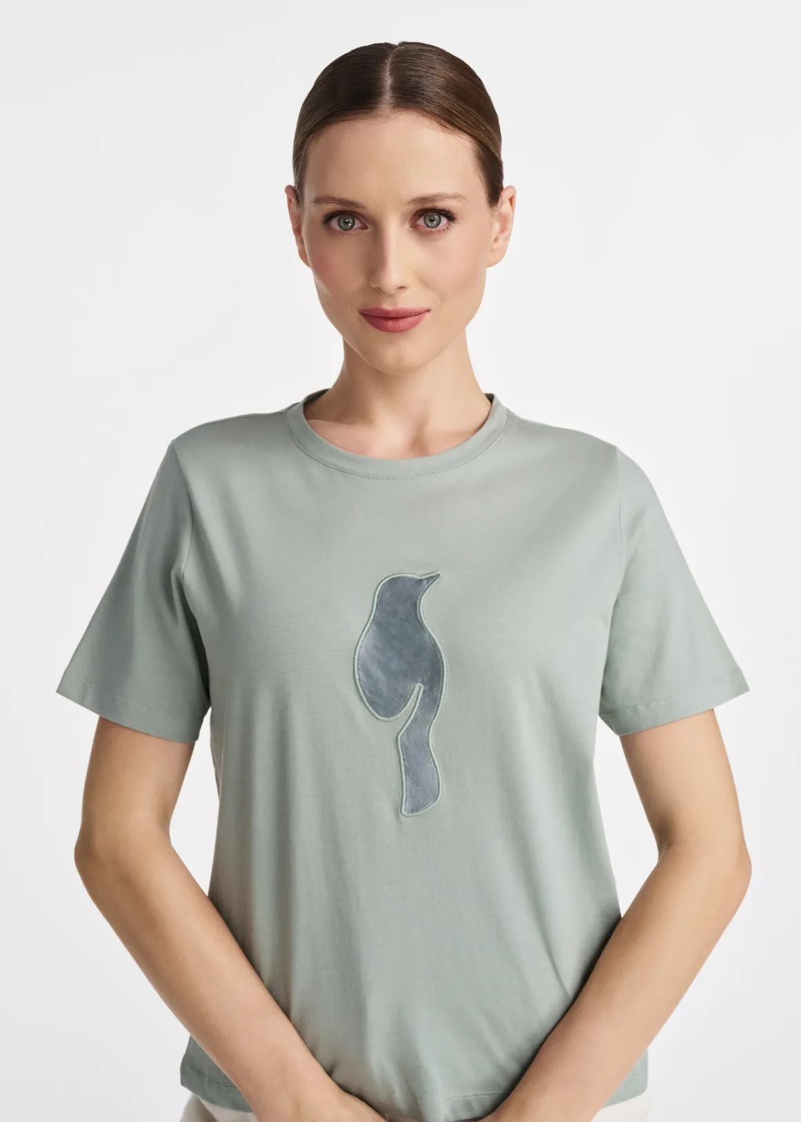 Miętowy T-shirt damski z logo