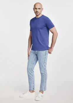 Niebieski bawełniany T-shirt męski