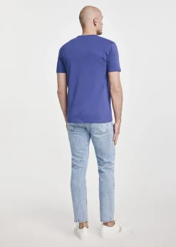 Niebieski bawełniany T-shirt męski