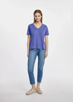 Niebieski t-shirt damski basic