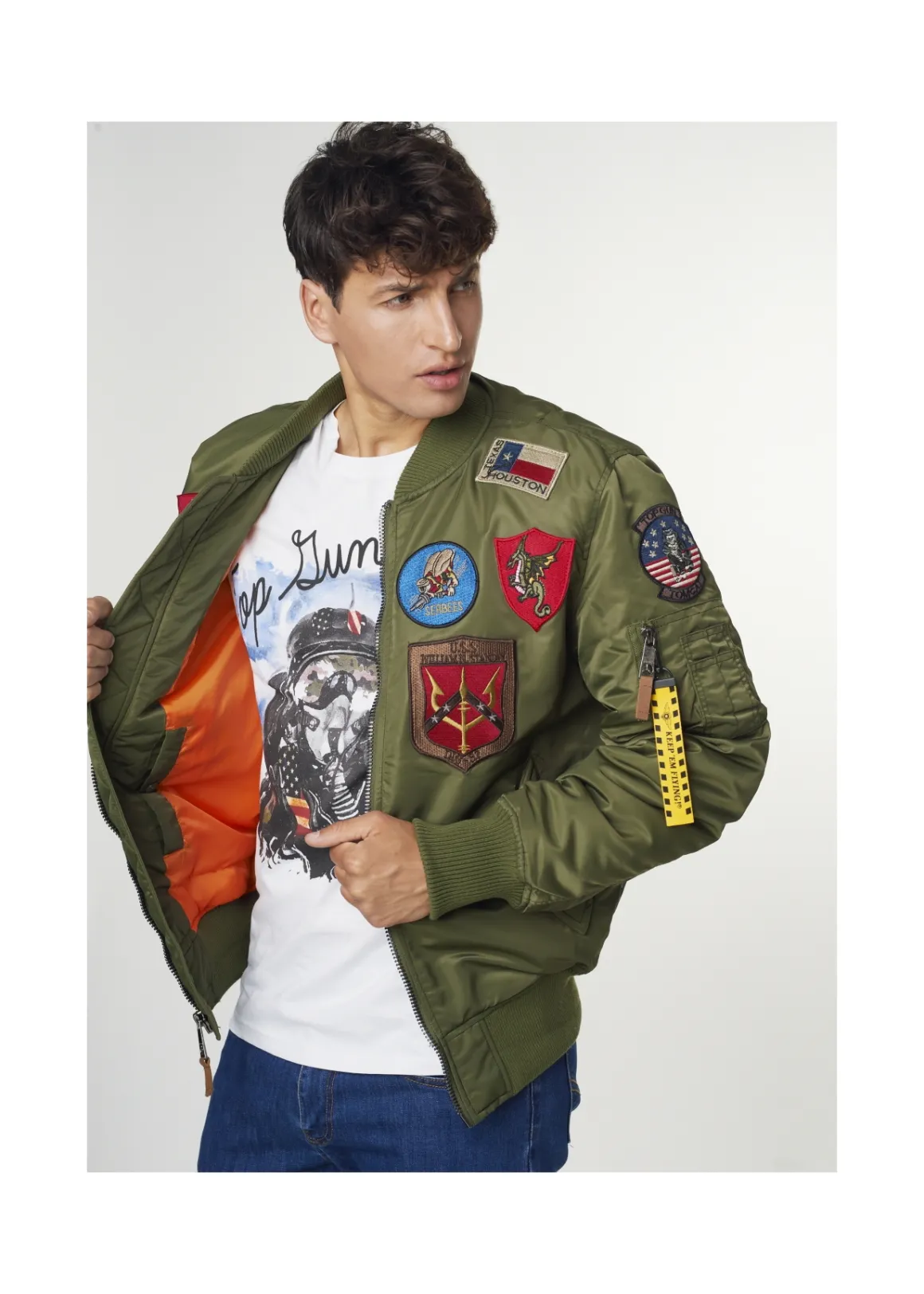 Oliwkowa kurtka męska Top Gun