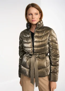 Pikowana kurtka damska z paskiem
