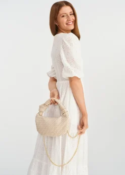 Pleciona torebka kremowa w stylu hobo