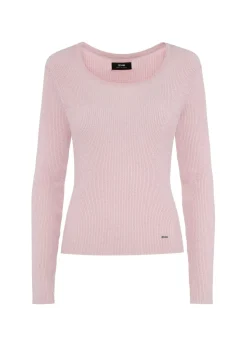Różowy błyszczący sweter damski