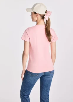 Różowy t-shirt damski z logo