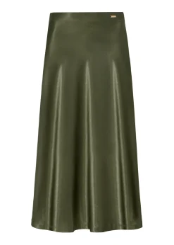 Satynowa spódnica midi w kolorze khaki