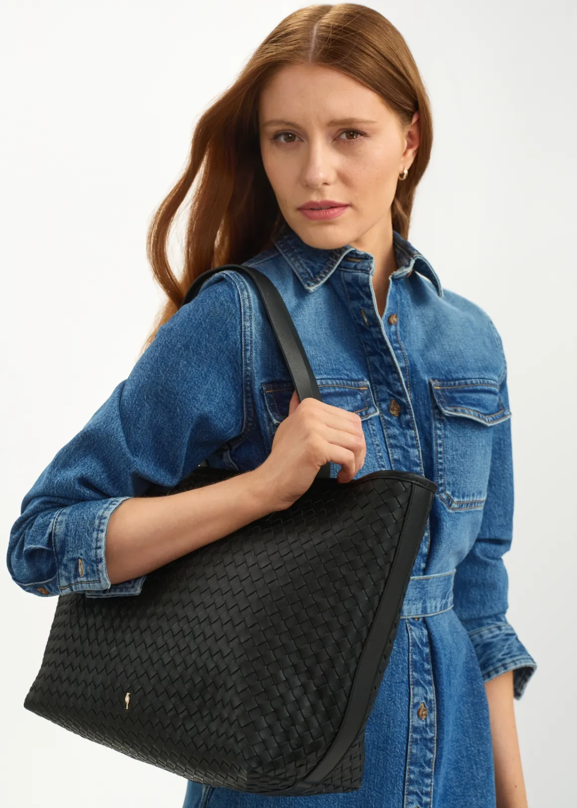 Skórzana czarna torebka shopper damska