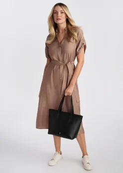 Skórzana czarna torebka shopper damska