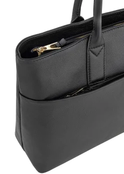 Skórzana czarna torebka shopper damska