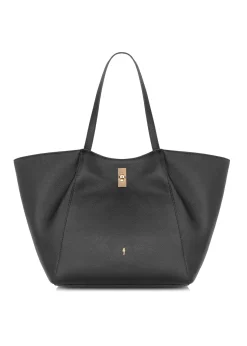 Skórzana czarna torebka shopper damska