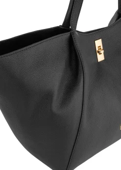 Skórzana czarna torebka shopper damska