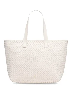 Skórzana kremowa torebka shopper damska
