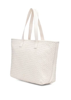 Skórzana kremowa torebka shopper damska