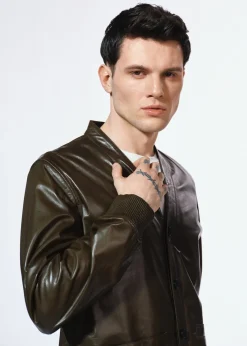 Skórzana kurtka męska khaki