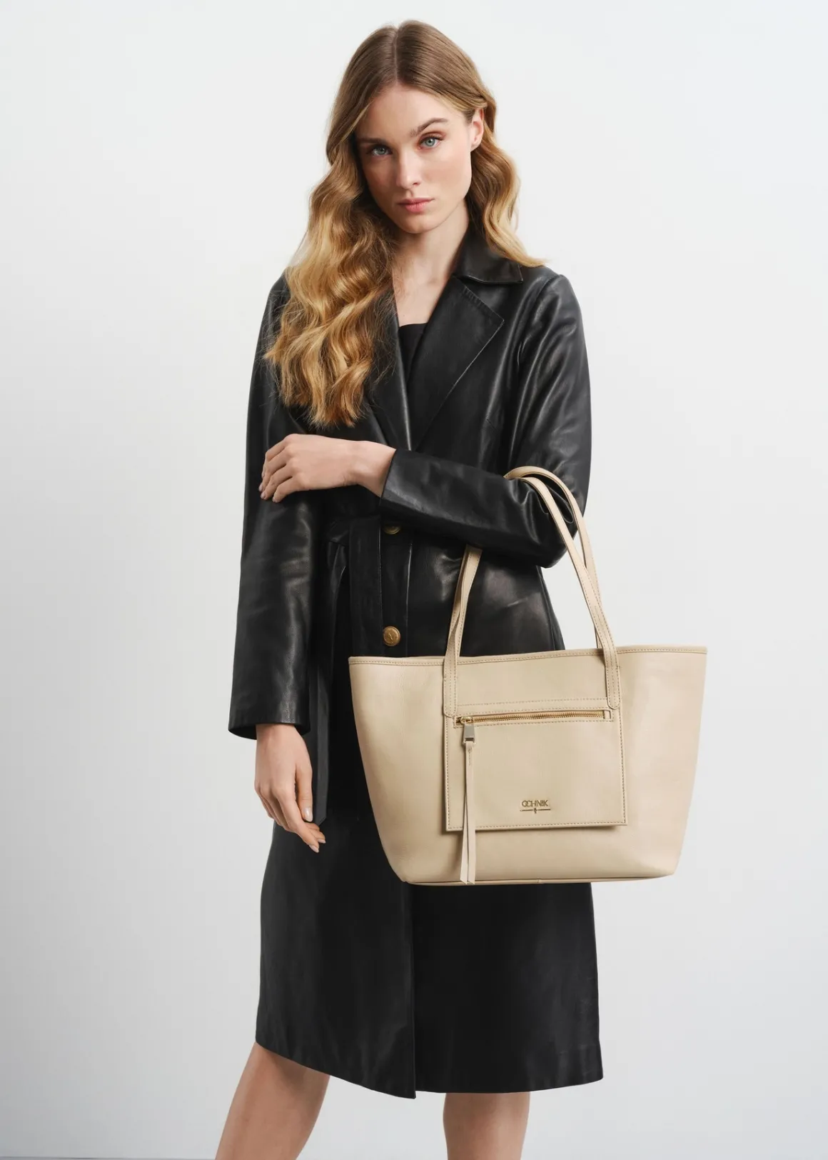 Skórzana torebka shopper damska