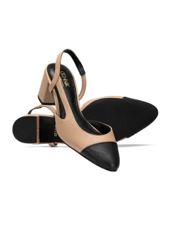 Skórzane czółenka z odkrytą piętą