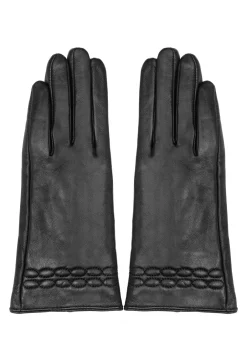 Skórzane rękawiczki damskie z przeszyciami