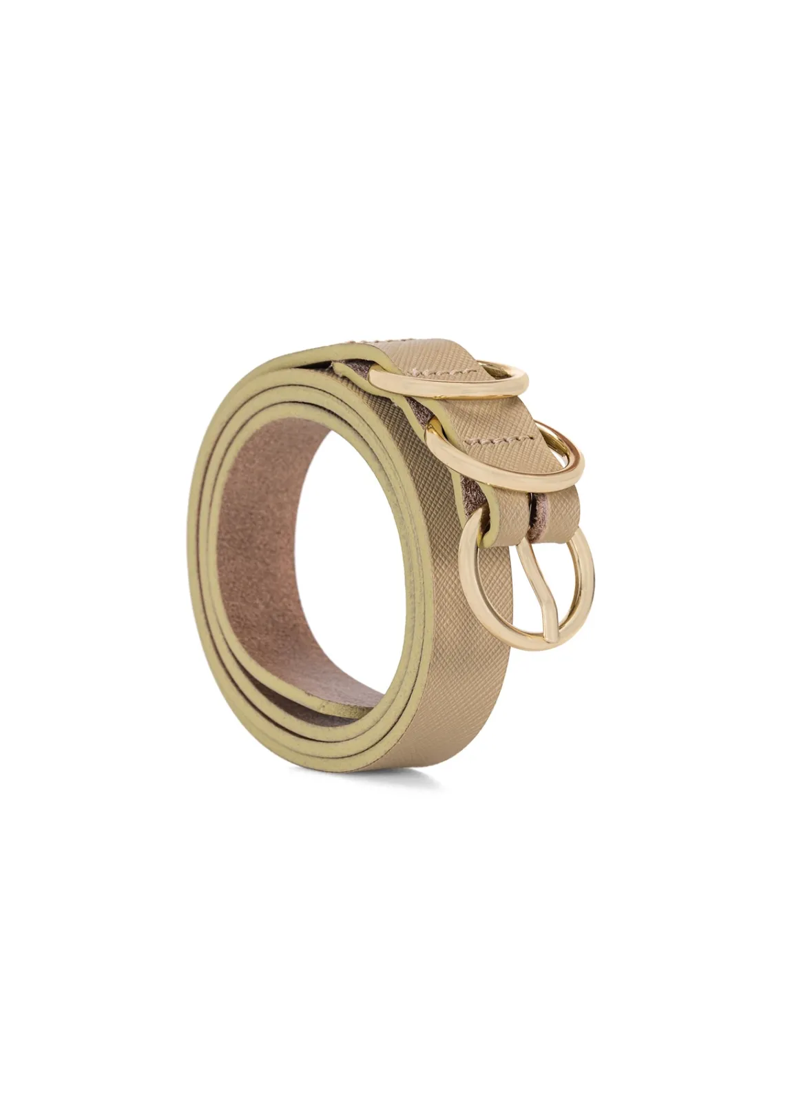 Skórzany beżowy pasek damski