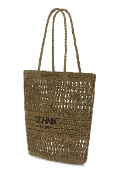Słomkowa khaki torebka shopper damska