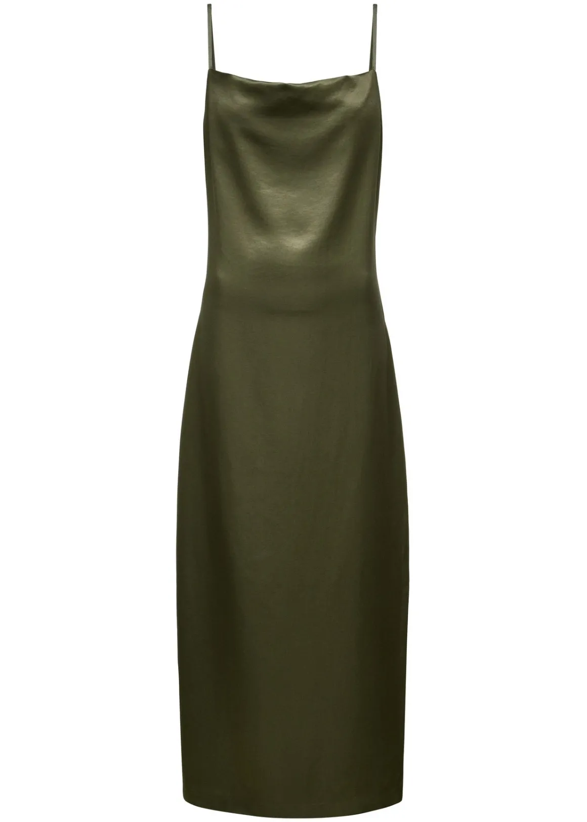 Sukienka khaki z satynowego materiału