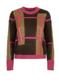 Sweter damski z ozdobnymi tasiemkami