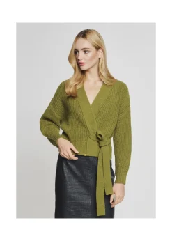 Sweter wiązany damski khaki
