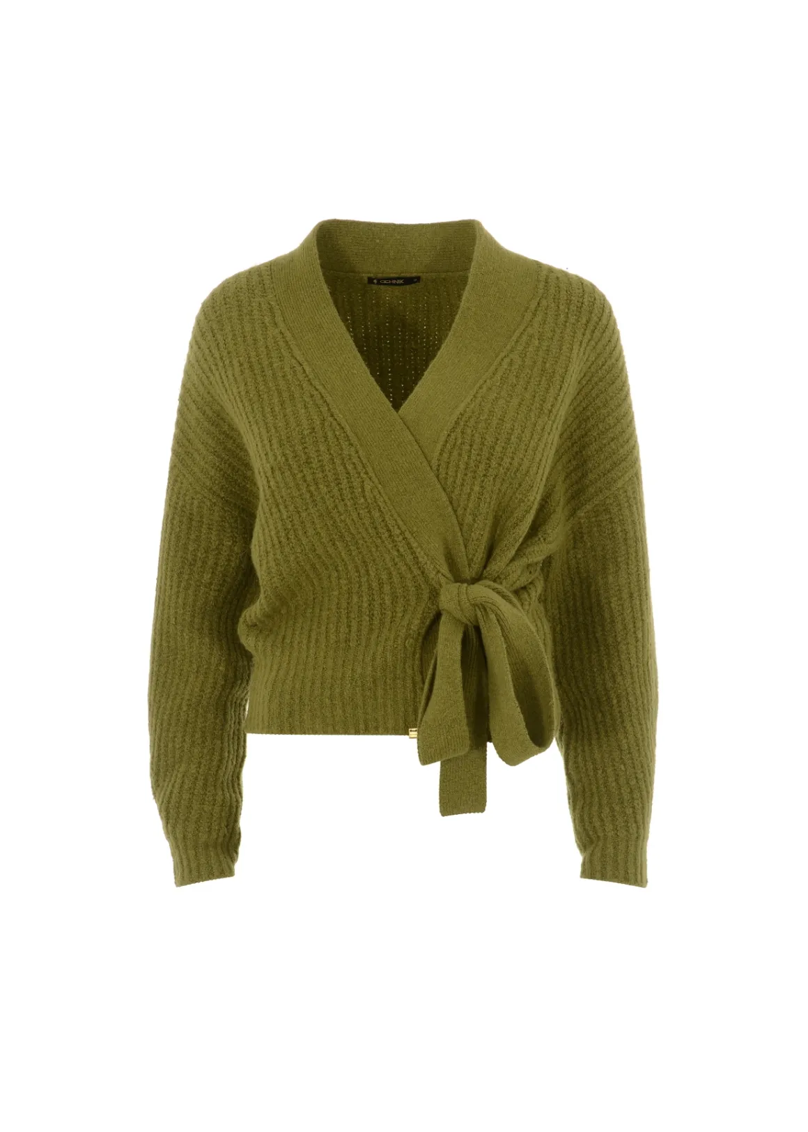 Sweter wiązany damski khaki