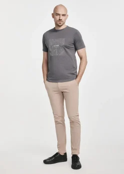 Szary T-shirt męski z nadrukiem
