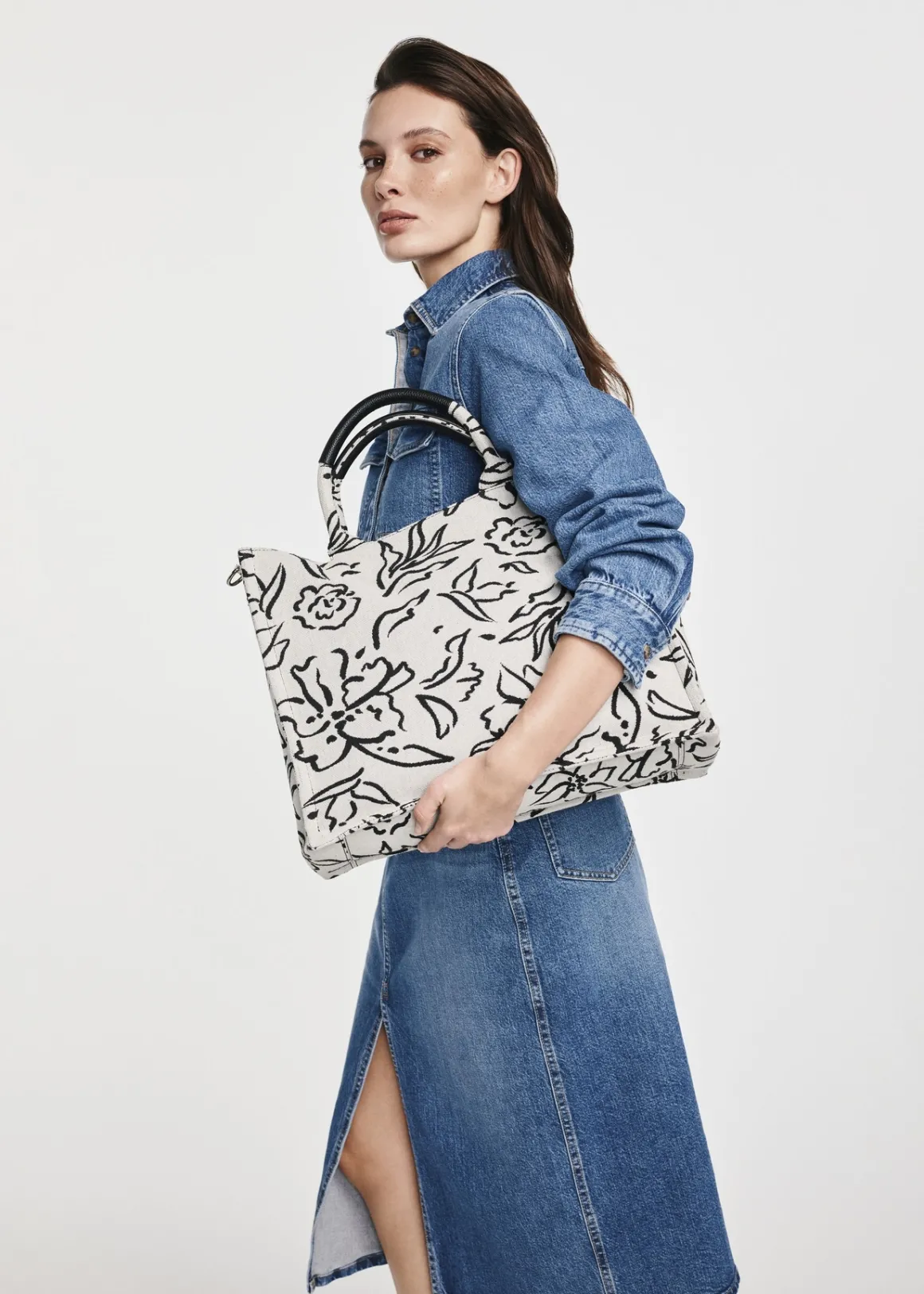 Torebka shopper damska w kwiaty